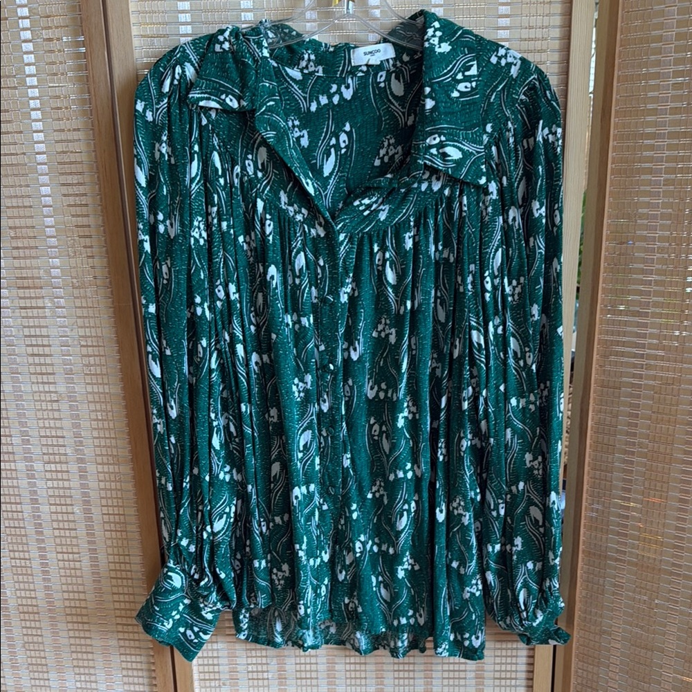 Green Patterned Women's Top